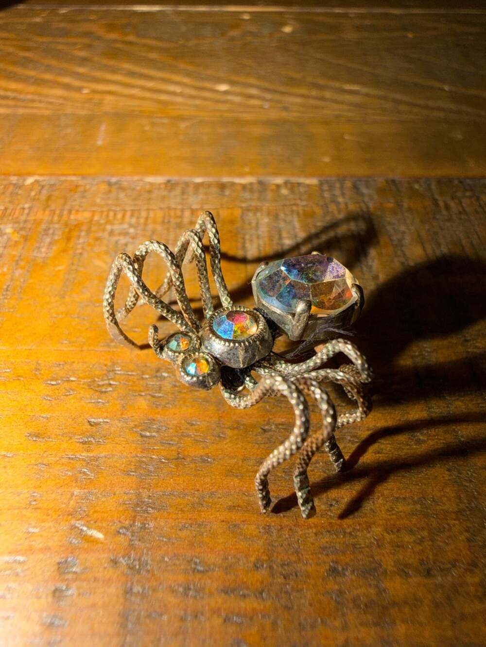 Vintage Aurora Borealis Rhinestone Spider Brooch